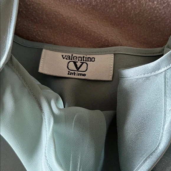 Valentino Intimo Green Satin Chiffon 2 Pc Chemise and Robe. NWOT vintage. - Picture 6 of 13